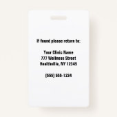 クリニパーソナライズされたック病院従業員バッジ バッジ (裏面)