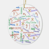 クリパーソナライズされたスマスの名カラフル前 セラミックオーナメント (左)