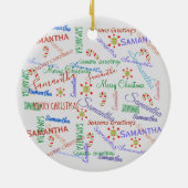 クリパーソナライズされたスマスの名カラフル前 セラミックオーナメント (裏面)