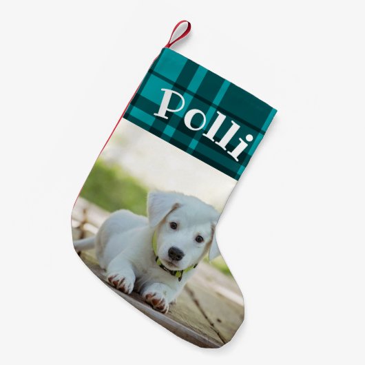 クリパーソナライズされたスマスストッキング名前をカスタムする スモールクリスマスストッキング (正面 (吊り時))