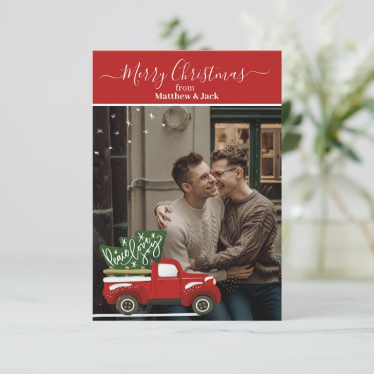 クリパーソナライズされたスマストラックの挨拶状 サンキューカード (スタンド正面)