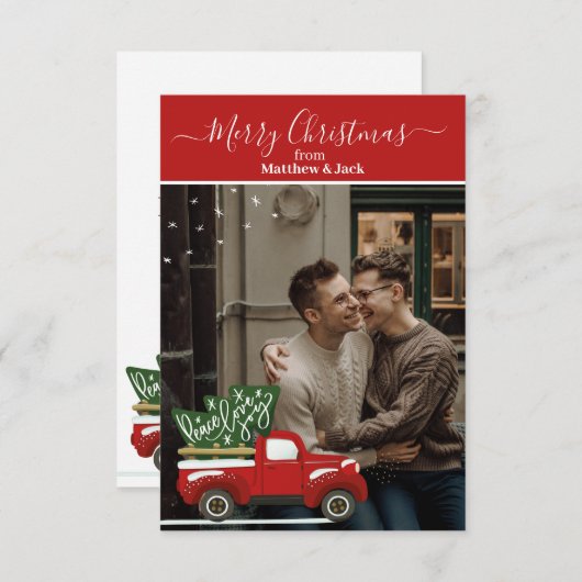 クリパーソナライズされたスマストラックの挨拶状 サンキューカード (正面/裏面)