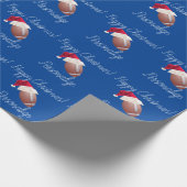 クリパーソナライズされたスマスフットボールサンタホリデーワラ ラッピングペーパー (角)