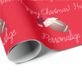 クリパーソナライズされたスマスフットボールサンタホリデーワラ ラッピングペーパー (ロールコーナー)