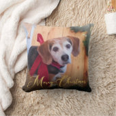 クリパーソナライズされたスマスペット写真金ゴールド クッション (ブランケット)