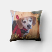 クリパーソナライズされたスマスペット写真金ゴールド クッション (裏面)