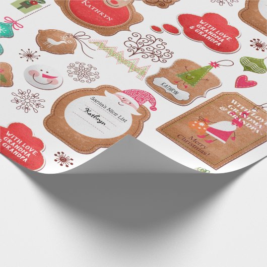 クリパーソナライズされたスマスラベル ラッピングペーパー (角)