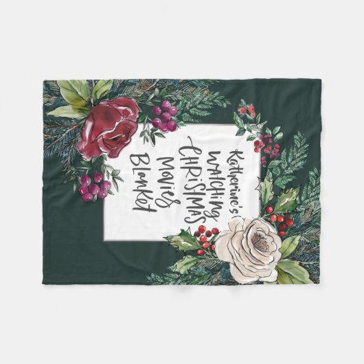 クリパーソナライズされたスマス映画鑑賞名カスタム フリースブランケット (正面(横))