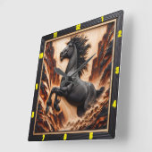 クリフギャロップパーソナライズされた:チャールド木材マスタング スクエア壁時計 (傾斜)