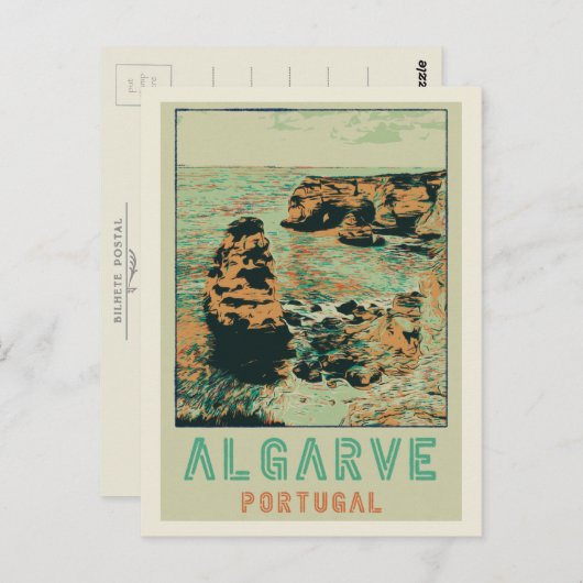 クリフコーストイラストレーションアルガルヴポルトガルハガキ ポストカード (正面/裏面)