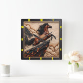 クリフサイドの自由:ウッドマスタング時計 スクエア壁時計 (ホーム)