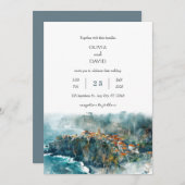 クリフサイドコースタルヴィレッジウォーターカラービーチ結婚式 招待状 (正面/裏面)