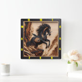 クリフサイドスピリッパーソナライズされたトチャーレッドウッドマスタング スクエア壁時計 (ホーム)