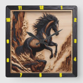 クリフサイドスピリッパーソナライズされたトチャーレッドウッドマスタング スクエア壁時計 (正面)