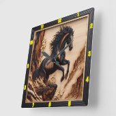 クリフサイドスピリッパーソナライズされたトチャーレッドウッドマスタング スクエア壁時計 (傾斜)