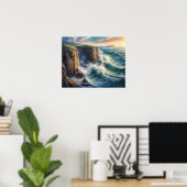 クリフサイドブルー海波沿岸 ポスター (ホームオフィス)