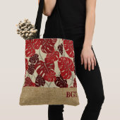 クリフハンガーハワイアンモンステラモノグラムビーチバッグ トートバッグ (クローズアップ)