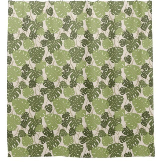 クリフハンガーハワイアンモンステラリーフアロハシャツ シャワーカーテン (正面)