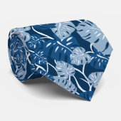 クリフハンガーハワイアンモンステラリーフインディゴブルー ネクタイ (ロール)