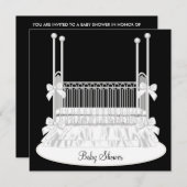 クリブエレガント白黒ベビーシャワー 招待状 (正面/裏面)