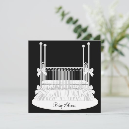 クリブエレガント白黒ベビーシャワー 招待状 (スタンド正面)