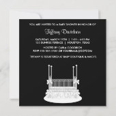 クリブエレガント白黒ベビーシャワー 招待状 (裏面)