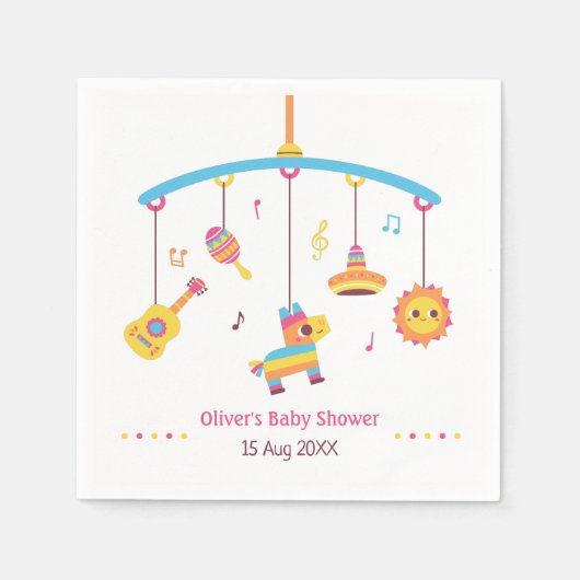 クリブカラフルトイズピナタフィエスタベビーシャワー スタンダードカクテルナプキン (正面)