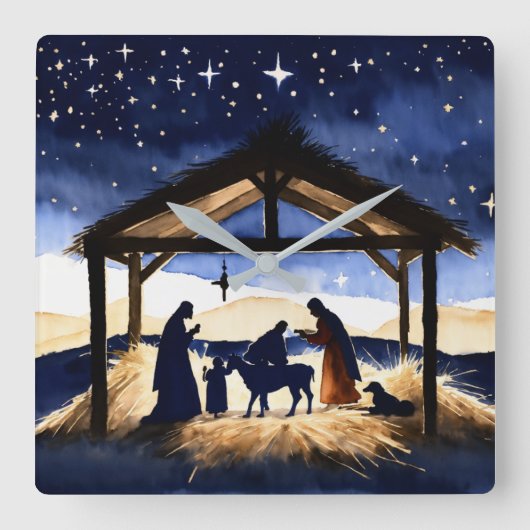 クリブデザイン壁時計 スクエア壁時計 (正面)