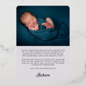 クリブ妖精の水の色の写真ゴッドマザー提案 箔招待状 (裏面)