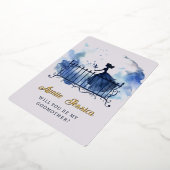 クリブ妖精の水の色の写真ゴッドマザー提案 箔招待状 (回転した状態)