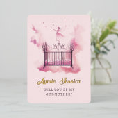 クリブ妖精の水の色の写真ゴッドマザー提案 箔招待状 (立ち正面)