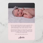 クリブ妖精の水の色の写真ゴッドマザー提案 箔招待状 (裏面)