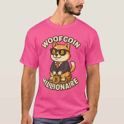 クリプトキングドッグ – WoofCoin億万長者 Tシャツ (正面)
