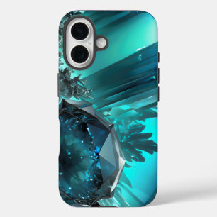 クリプトナイトカバーン抽象芸術クリスタルアクアマリンアイス iPhone 16ケース
