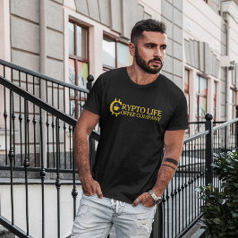 クリプトライフコーヒー会社のオリジナル金ゴールドロゴ Tシャツ