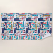 クリプト漫画パネルパターン ビーチタオル (正面)