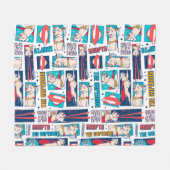 クリプト漫画パネルパターン フリースブランケット (正面(横))