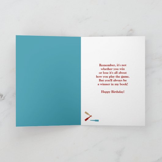 クリベッジゲームをテーマにしたカスタムメッセージ誕生日 カード (内部)