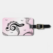 クリマティックGクレフ、 音符記号ピンク ラゲッジタグ (正面横)