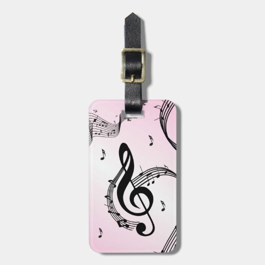 クリマティックGクレフ、 音符記号ピンク ラゲッジタグ (正面縦)