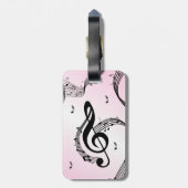 クリマティックGクレフ、 音符記号ピンク ラゲッジタグ (裏面縦)