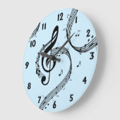 クリマティックGクレフ、 音符記号ブルー ラージ壁時計 (傾斜)