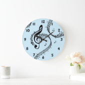 クリマティックGクレフ、 音符記号ブルー ラージ壁時計 (ホーム)