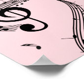 クリマティックGクレフ、 音符記号ミュージックピンク ポスター (角)