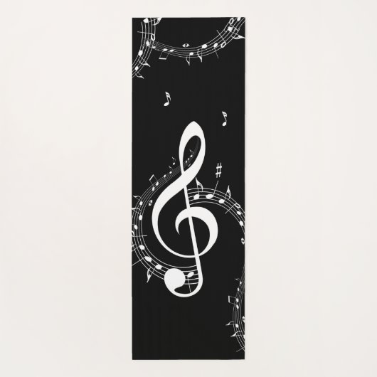 クリマティックGクレフ、 音符記号ミュージックブラックダブルサイドヨガマット ヨガマット (裏面)