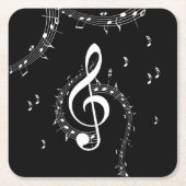 クリマティックGクレフ、 音符記号ミュージックブラック スクエアペーパーコースター (正面)
