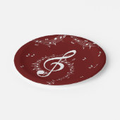 クリマティックGクレフ、 音符記号ミュージックレッド ペーパープレート (アングル)