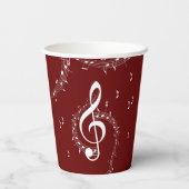 クリマティックGクレフ、 音符記号ミュージックレッド 紙コップ (裏面)