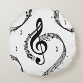 クリマティックGクレフ、 音符記号音楽 ラウンドクッション (裏面)