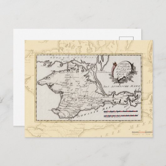 クリミア半島のアンティーク地図 ポストカード (正面/裏面)